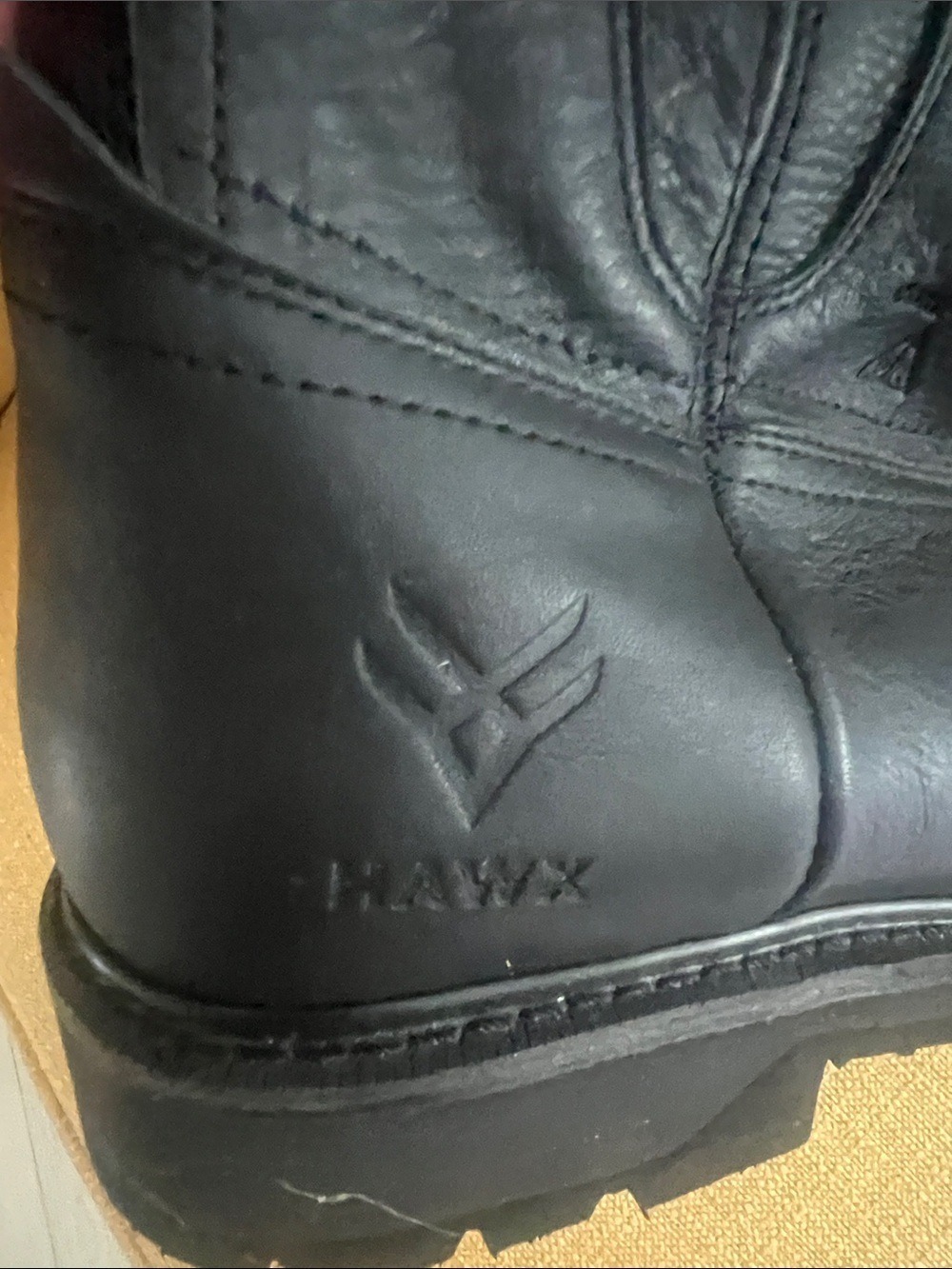HAWX Men's Black Leather Work Boot - Durable Comfort - Picture 3 of 8